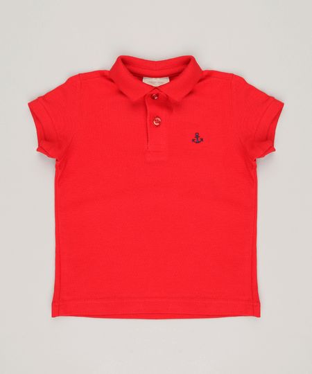 Polo-Infantil-em-Piquet-Manga-Curta-em-Algodao---Sustentavel-Vermelha-8647889-Vermelho_1