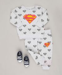 Conjunto-Infantil-Super-Homem-Estampado-de-Blusao---Calca-em-Moletom-Cinza-Mescla-Claro-8909806-Cinza_Mescla_Claro_3