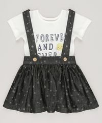Conjunto-Infantil-de-Body-Manga-Curta--Forever--Off-White---Salopete-Estampada-de-Estrelas-Cinza-Mescla-Escuro-8859347-Cinza_Mescla_Escuro_1