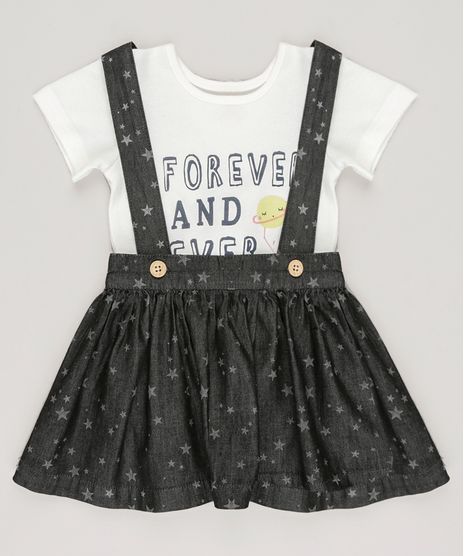 Conjunto-Infantil-de-Body-Manga-Curta--Forever--Off-White---Salopete-Estampada-de-Estrelas-Cinza-Mescla-Escuro-8859347-Cinza_Mescla_Escuro_1