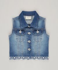 Colete-Jeans-Infantil-com-Bordado-em-Algodao---Sustentavel-Azul-Medio-9071168-Azul_Medio_1