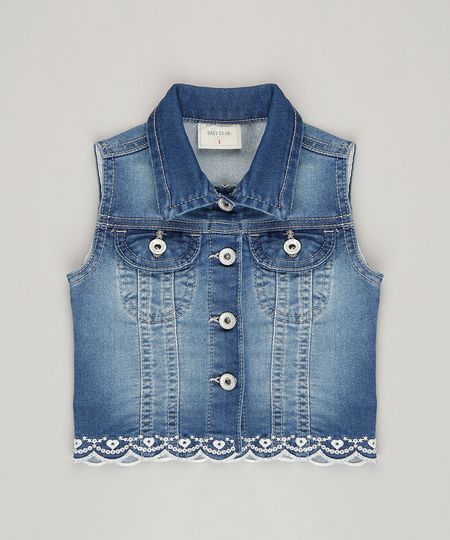 Colete-Jeans-Infantil-com-Bordado-em-Algodao---Sustentavel-Azul-Medio-9071168-Azul_Medio_1