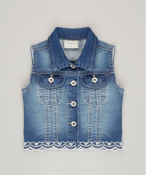 Colete-Jeans-Infantil-com-Bordado-em-Algodao---Sustentavel-Azul-Medio-9071168-Azul_Medio_1