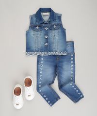 Colete-Jeans-Infantil-com-Bordado-em-Algodao---Sustentavel-Azul-Medio-9071168-Azul_Medio_3