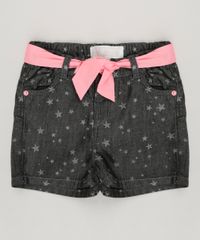 Short-Jeans-Infantil-Estampado-de-Estrelas-com-Faixa-em-Algodao---Sustentavel-Preto-8859361-Preto_1