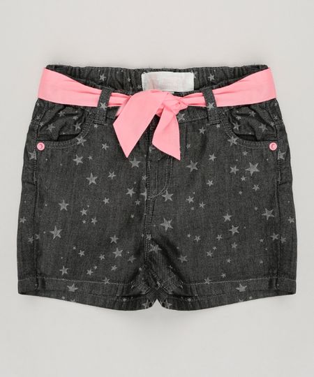 Short-Jeans-Infantil-Estampado-de-Estrelas-com-Faixa-em-Algodao---Sustentavel-Preto-8859361-Preto_1