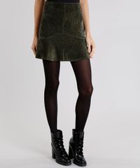 Saia-Feminina-em-Veludo-Cotele-Verde-Militar-9046741-Verde_Militar_1