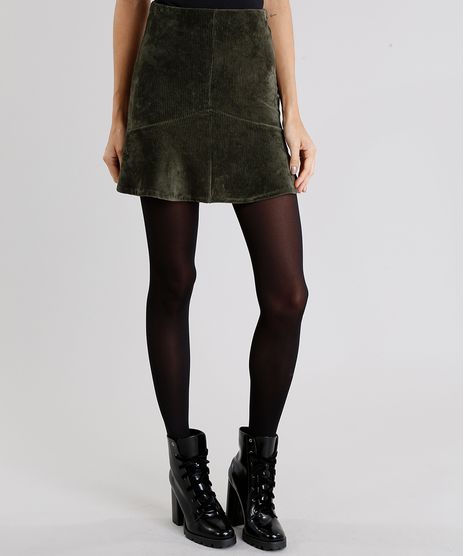 Saia-Feminina-em-Veludo-Cotele-Verde-Militar-9046741-Verde_Militar_1
