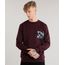 Blusao-Masculino-em-Moletom-com-Bolso-Estampado-Floral-Manga-Longa--Vinho-8830144-Vinho_1