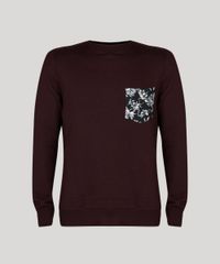 Blusao-Masculino-em-Moletom-com-Bolso-Estampado-Floral-Manga-Longa--Vinho-8830144-Vinho_5