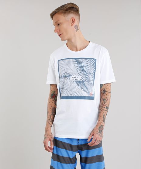 Camiseta-Masculina-com-Estampa-de-Folhagem-Manga-Curta-Gola-Redonda-Branca-8908368-Branco_1