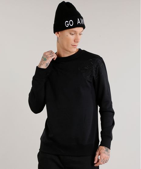 Blusao-Masculino-em-Moletom-com-Bordado--Tigre--Manga-Longa-Preto-8852538-Preto_1