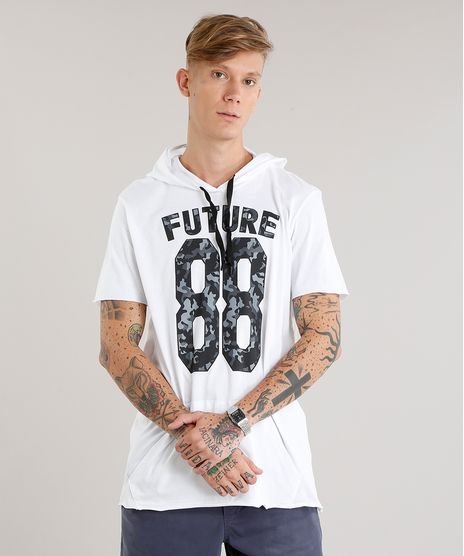 Camiseta-Masculina-Longa--88-Future--com-Capuz-e-Bolso-Manga-Curta-Branca-9123496-Branco_1