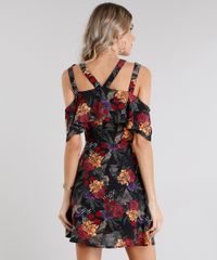 Vestido-Feminino-Open-Shoulder-Curto-Estampado-Floral-com-Babados-Preto-8852670-Preto_2