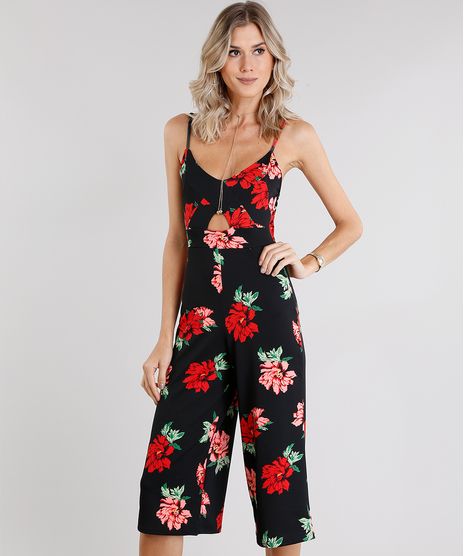 Macacao-Feminino-Pantacourt-Estampado-Floral-com-Vazado-de-Alca-Preto-9006637-Preto_1
