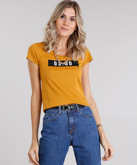 Blusa-Feminina--03-00--Manga-Curta-Decote-Redondo-Amarelo-Escuro-8810097-Amarelo_Escuro_1 Blusa-Feminina--03-00--Manga-Curta-Decote-Redondo-Amarelo-Escuro-8810097-Amarelo_Escuro_1