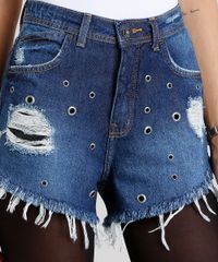 Short-Jeans-Feminino-Vintage-com-Ilhoses-Azul-Medio-9031181-Azul_Medio_4