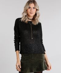 Sueter-Feminino-com-Paetes-em-Trico-Manga-Longa-Decote-Redondo-Preto-8892825-Preto_1