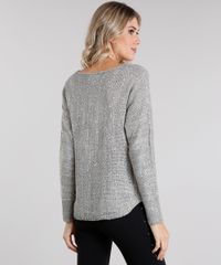 Sueter-Feminino-com-Paetes-em-Trico-Manga-Longa-Decote-Redondo-Cinza-Mescla-8892825-Cinza_Mescla_2