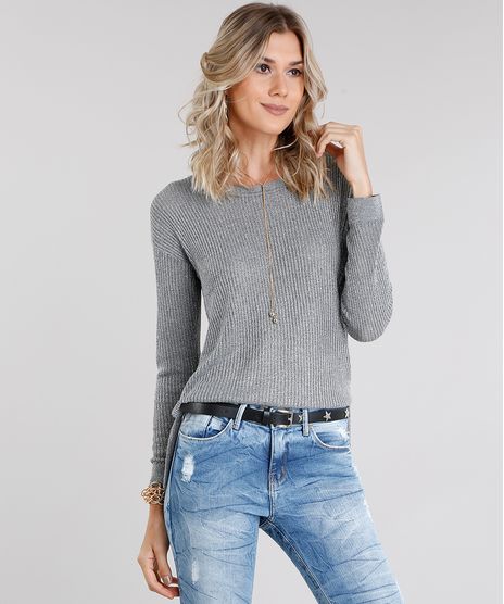 Sueter-Feminino-com-Lurex-em-Trico-Manga-Longa-Decote-Redondo-Cinza-Mescla-8897230-Cinza_Mescla_1