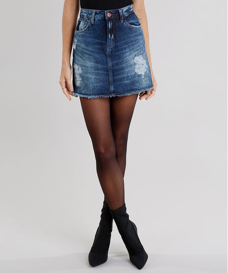Saia-Jeans-Feminina-Destroyed-Curta-Azul-Escuro-9064297-Azul_Escuro_1