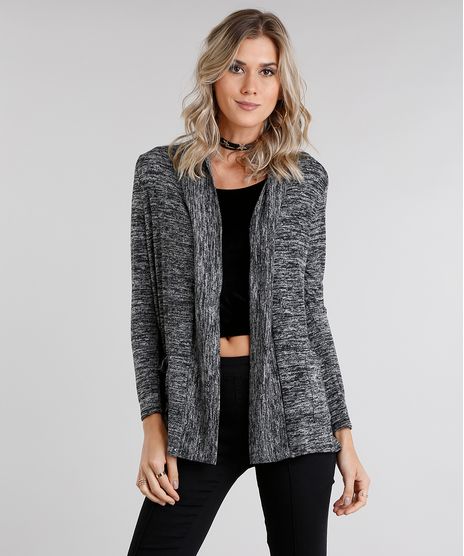 Capa-Feminina-em-Trico-Mescla-com-Bolso-Manga-Longa-Preto-8846374-Preto_1