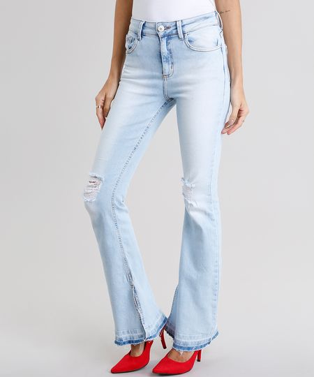 Calca-Jeans-Feminina-Flare-Destroyed-Azul-Claro-9075462-Azul_Claro_1
