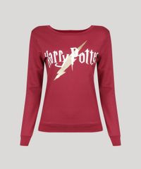 Blusao-Feminino-em-Moletom-Harry-Potter-Manga-Longa-Decote-Redondo-Vinho-9013728-Vinho_5