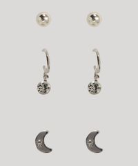 Kit-de-3-Brincos-Femininos-Pequenos-Prateado-9975273-Prateado_2