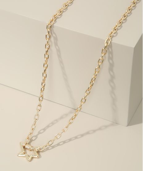 Colar-Feminino-com-Pingente-de-Estrela-Dourado-9975297-Dourado_1