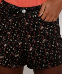 Short-de-Sarja-Feminino-Hot-Pant-Cintura-Super-Alta-Estampado-Floral-Preto-9979377-Preto_5