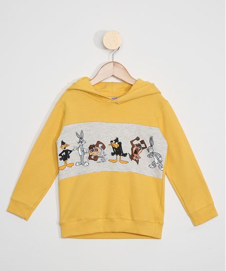 Blusa-de-Moletom-Infantil-Looney-Tunes-com-Capuz-Amarelo-9979300-Amarelo_1