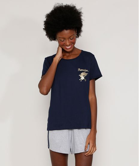 Pijama-Feminino-Harry-Potter-Corvinal-Metalizado-Manga-Curta-Azul-Marinho-9972300-Azul_Marinho_1