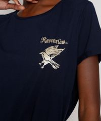 Pijama-Feminino-Harry-Potter-Corvinal-Metalizado-Manga-Curta-Azul-Marinho-9972300-Azul_Marinho_4
