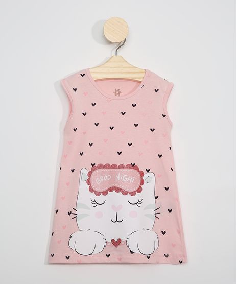 Camisola-Infantil-Brandili-Gatinho-com-Glitter-Sem-Manga-Rosa-9968078-Rosa_1