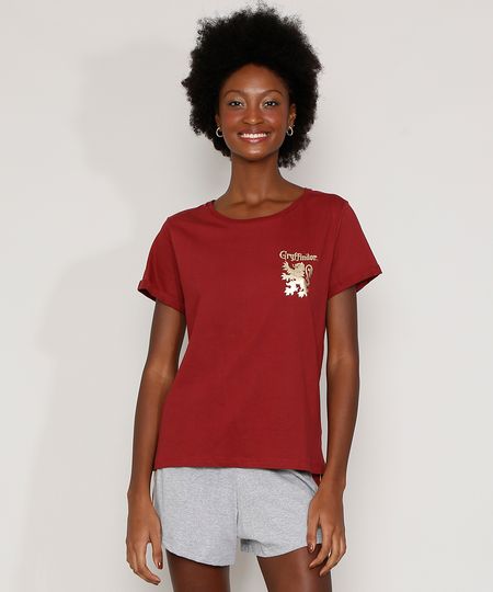 Pijama-Feminino-Harry-Potter-Grifinoria-Metalizado-Manga-Curta-Vinho-9972300-Vinho_1