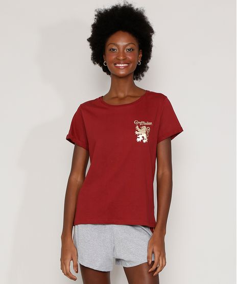 Pijama-Feminino-Harry-Potter-Grifinoria-Metalizado-Manga-Curta-Vinho-9972300-Vinho_1