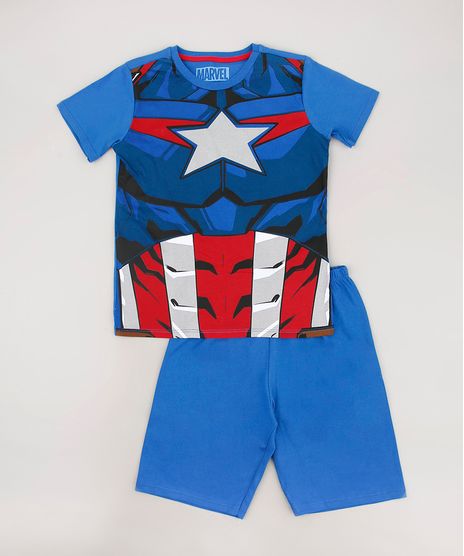 Pijama-Infantil-Capitao-America-Manga-Curta-Azul-9633471-Azul_1