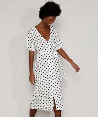 Vestido-Saida-de-Praia-Midi-Estampado-de-Poa-com-Faixa-para-Amarrar-Manga-Bufante-Branco-9974252-Branco_1
