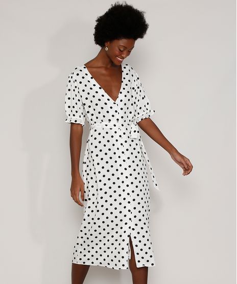 Vestido-Saida-de-Praia-Midi-Estampado-de-Poa-com-Faixa-para-Amarrar-Manga-Bufante-Branco-9974252-Branco_1