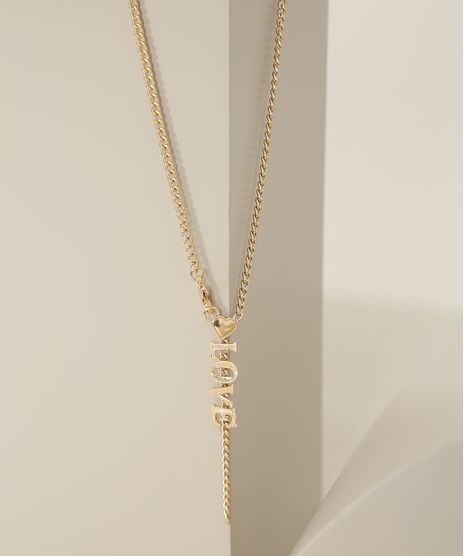 Colar-Feminino-com-Pingente--Love--Dourado-9976714-Dourado_1