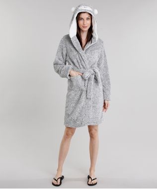 Roupao-Feminino-Urso-em-Microfibra-com-Capuz-Felpudo-Manga-Longa--Cinza-Mescla-8875780-Cinza_Mescla_1