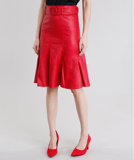 Saia-Feminina-Midi-com-Recortes-com-Cinto-Vermelha-8886817-Vermelho_1