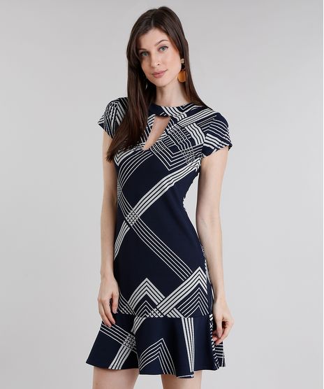 Vestido-Feminino-Choker-Estampado-Floral-Curto-Manga-Curta-Azul-Marinho-8954684-Azul_Marinho_1