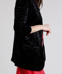 Blazer-Feminino-Boyfriend-em-Veludo-Molhado-Manga-Longa-Preto-8879647-Preto_4