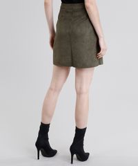 Saia-Feminina-Evase-em-Suede-Curta-com-Ziper-Verde-Militar-8897440-Verde_Militar_2