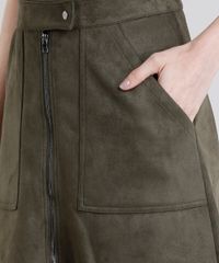 Saia-Feminina-Evase-em-Suede-Curta-com-Ziper-Verde-Militar-8897440-Verde_Militar_4