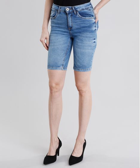 Bermuda Jeans Feminina Ciclista Azul Claro Cea