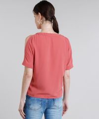 Blusa-Feminina-Open-Shoulder-com-Renda-Manga-Curta-Decote-Redondo-Coral-8881356-Coral_2