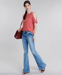 Blusa-Feminina-Open-Shoulder-com-Renda-Manga-Curta-Decote-Redondo-Coral-8881356-Coral_3